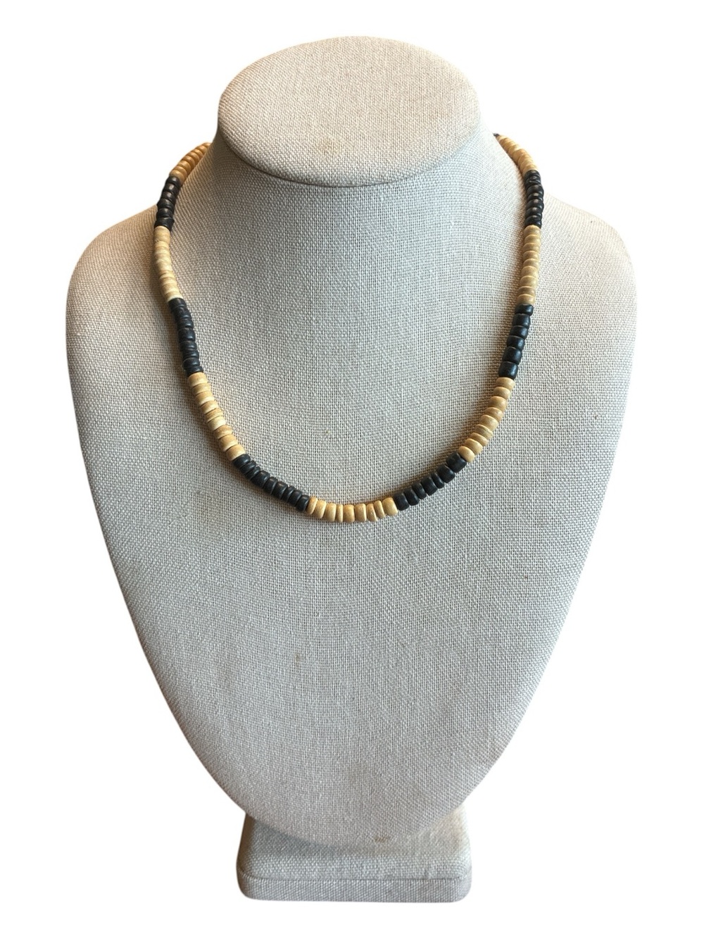 Handcrafted Black & Tan Beaded Necklace ~ 18 Inches